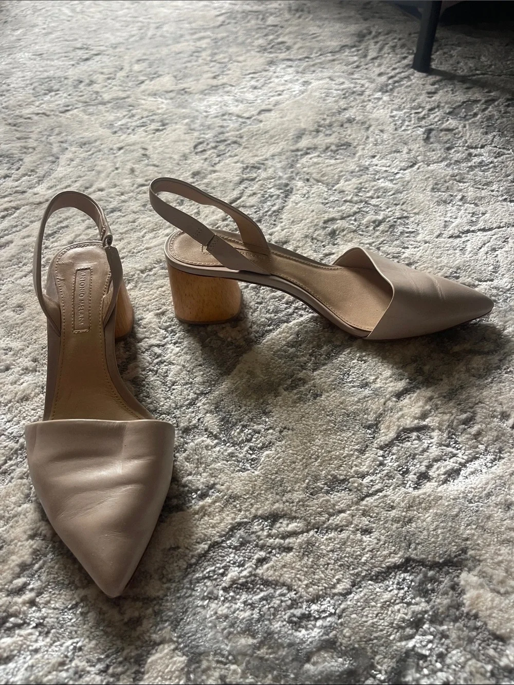 ANTONIO MELANI Nude Pointed Toe Slingback Flats